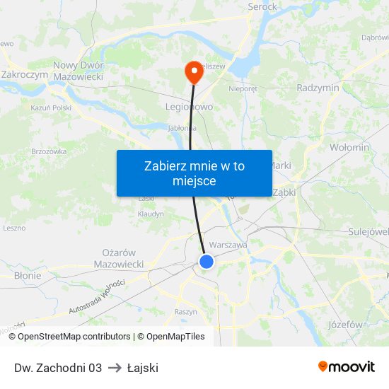 Dw. Zachodni 03 to Łajski map