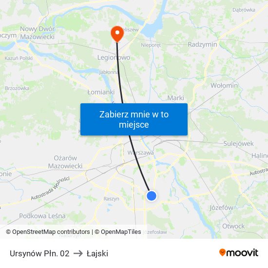 Ursynów Płn. 02 to Łajski map