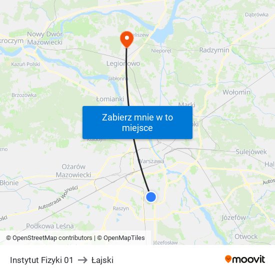 Instytut Fizyki 01 to Łajski map