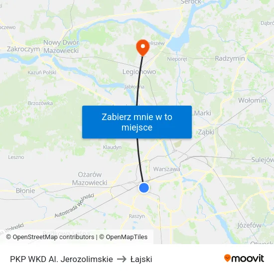 PKP WKD Al. Jerozolimskie to Łajski map