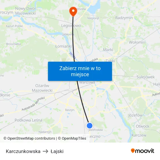 Karczunkowska to Łajski map