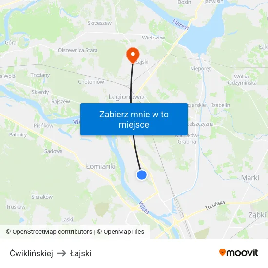 Ćwiklińskiej to Łajski map