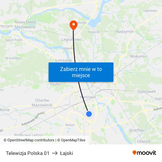 Telewizja Polska 01 to Łajski map