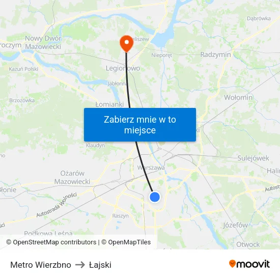Metro Wierzbno to Łajski map
