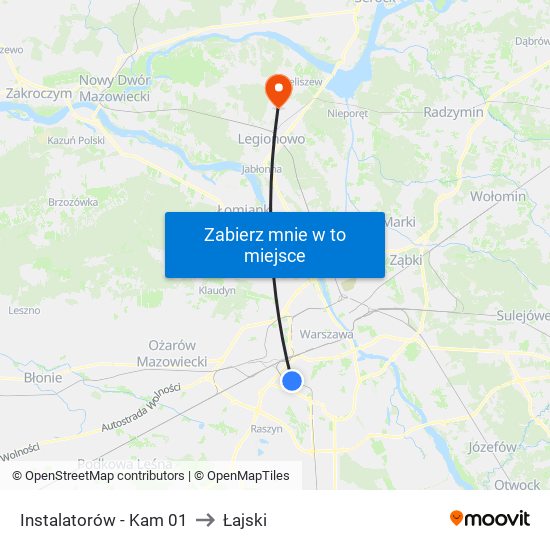 Instalatorów - Kam 01 to Łajski map