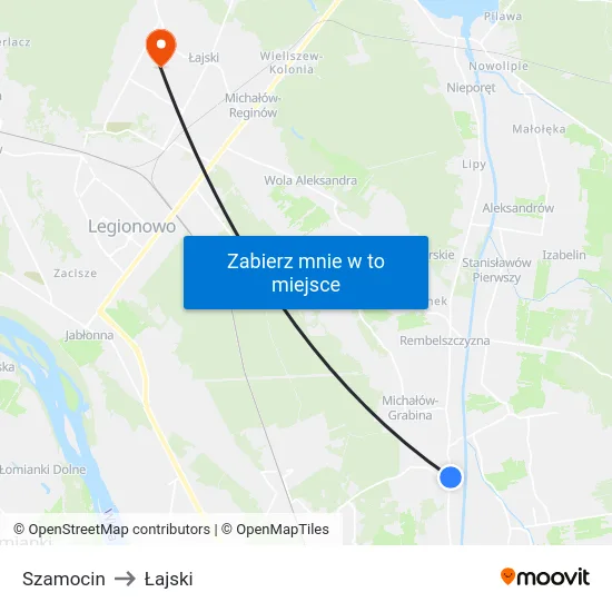 Szamocin to Łajski map