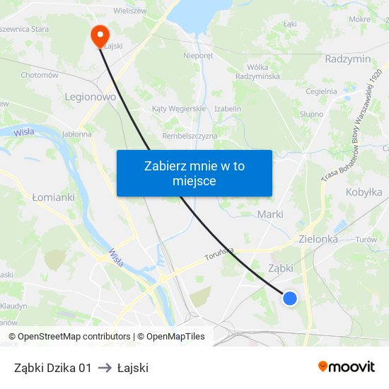 Ząbki Dzika 01 to Łajski map