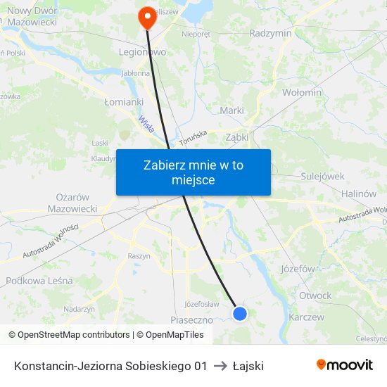 Konstancin-Jeziorna Sobieskiego to Łajski map