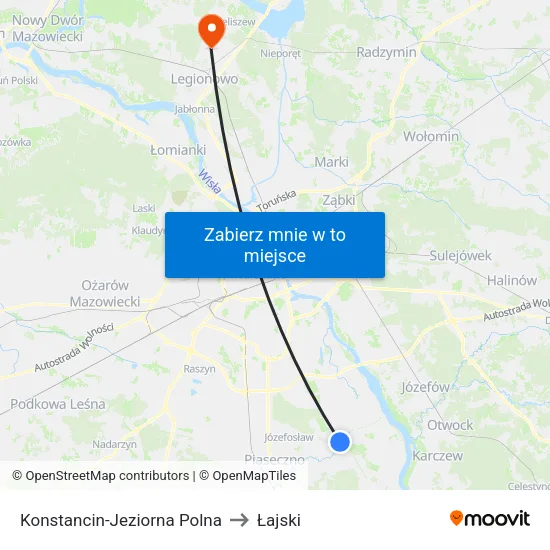 Konstancin-Jeziorna Polna to Łajski map