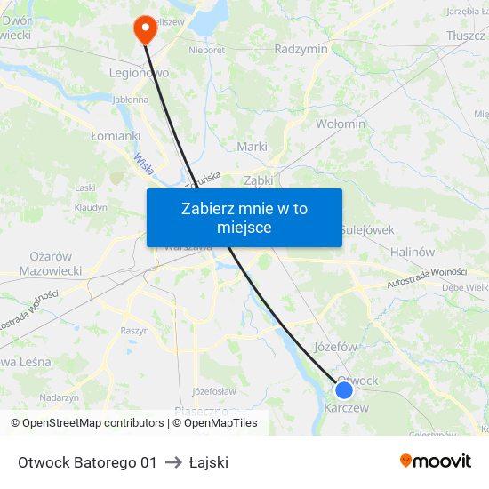 Otwock Batorego 01 to Łajski map