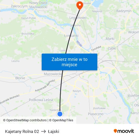 Kajetany Rolna 02 to Łajski map