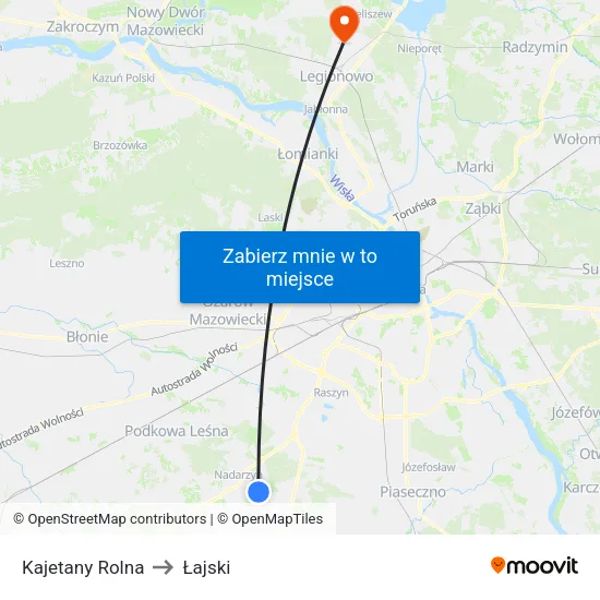 Kajetany Rolna to Łajski map