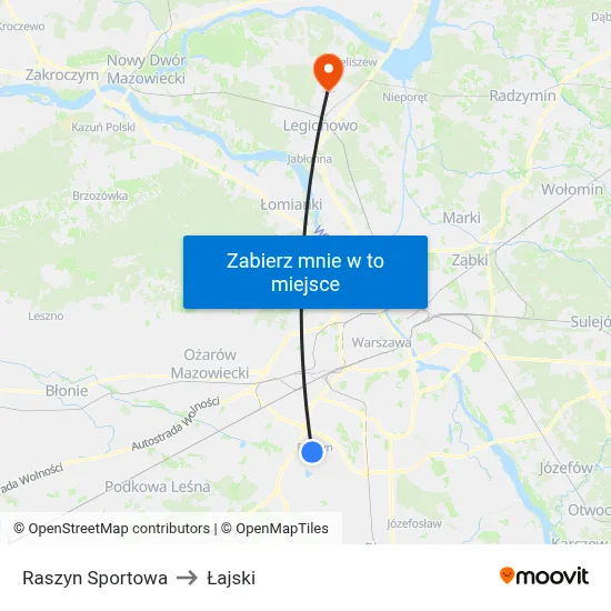 Raszyn Sportowa to Łajski map