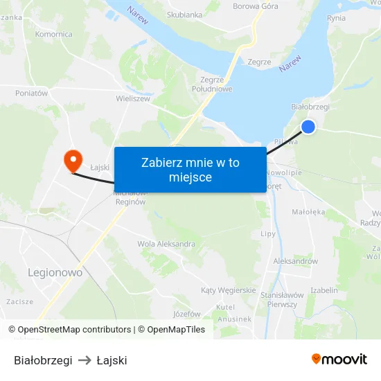 Białobrzegi to Łajski map