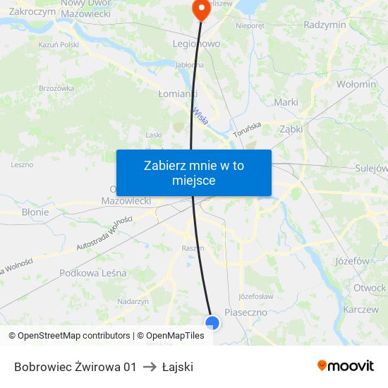 Bobrowiec Żwirowa 01 to Łajski map