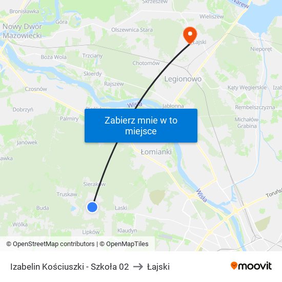 Izabelin Kościuszki - Szkoła 02 to Łajski map