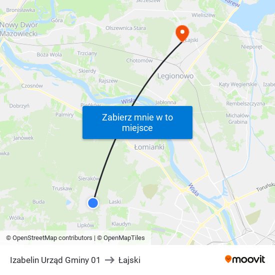 Izabelin Urząd Gminy 01 to Łajski map