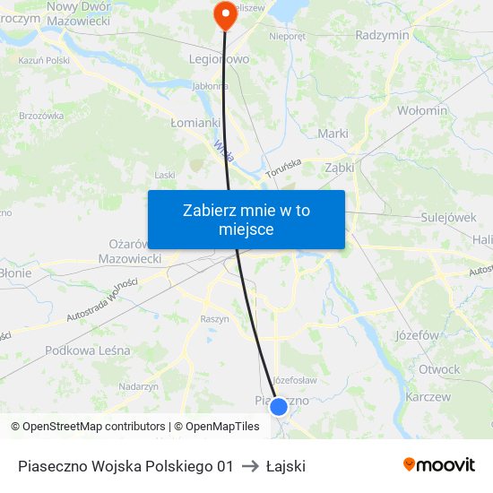 Piaseczno Wojska Polskiego 01 to Łajski map