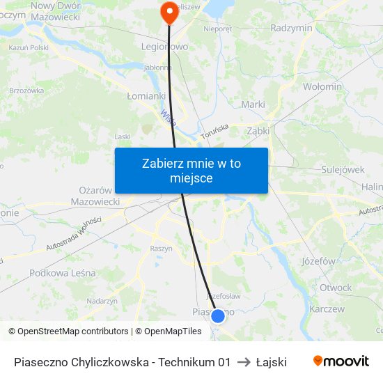 Piaseczno Chyliczkowska - Technikum 01 to Łajski map