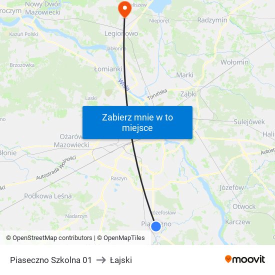 Piaseczno Szkolna 01 to Łajski map
