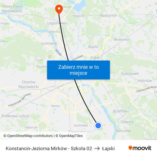 Konstancin-Jeziorna Mirków - Szkoła 02 to Łajski map