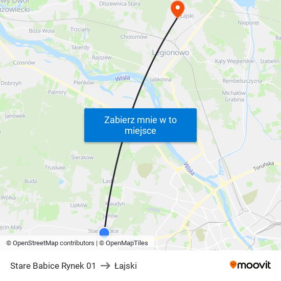 Stare Babice Rynek 01 to Łajski map
