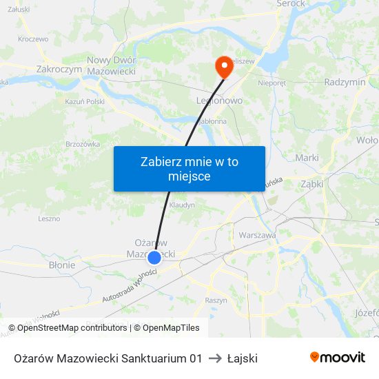 Ożarów Mazowiecki Sanktuarium to Łajski map