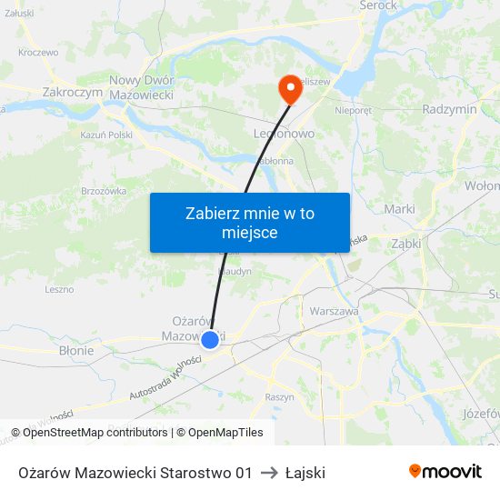 Ożarów Mazowiecki Starostwo to Łajski map