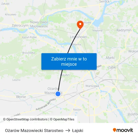 Ożarów Mazowiecki Starostwo to Łajski map