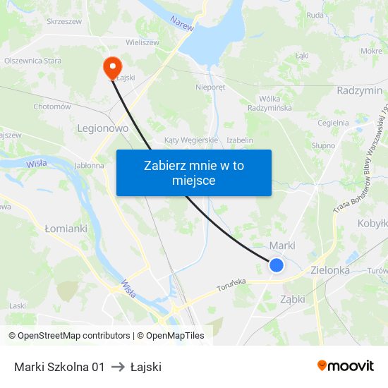 Marki Szkolna to Łajski map