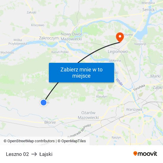 Leszno 02 to Łajski map