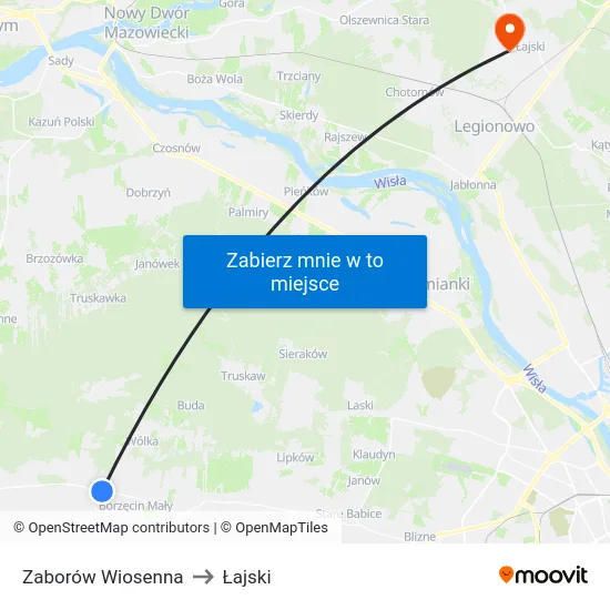 Zaborów Wiosenna to Łajski map