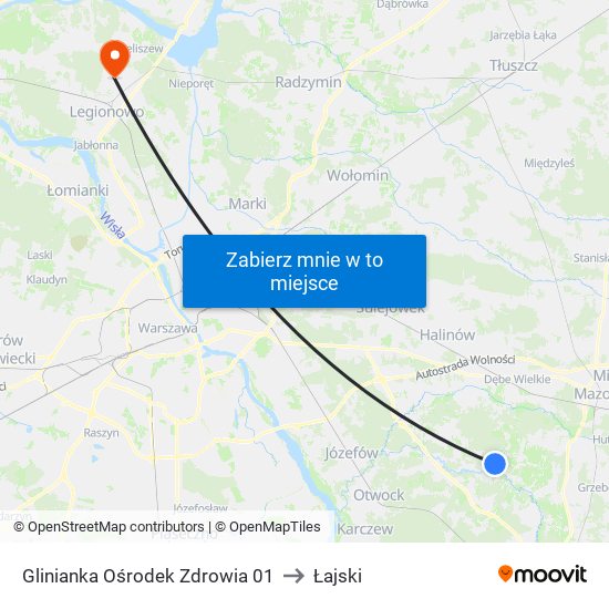 Glinianka Ośrodek Zdrowia 01 to Łajski map