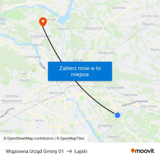 Wiązowna Urząd Gminy 01 to Łajski map