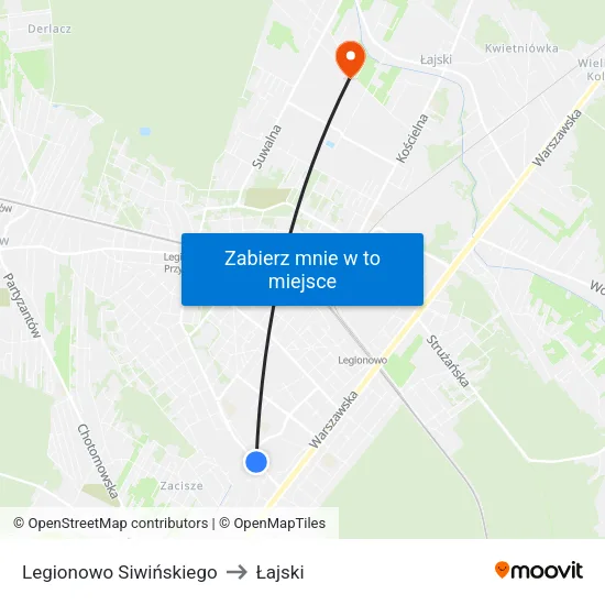 Legionowo Siwińskiego to Łajski map