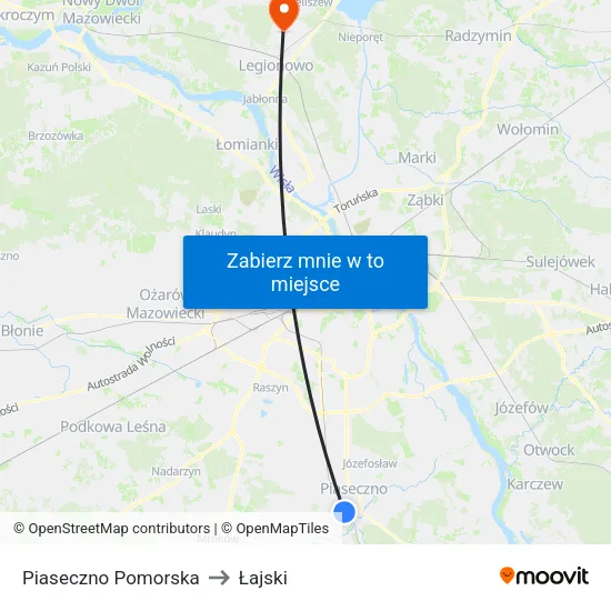 Piaseczno Pomorska to Łajski map