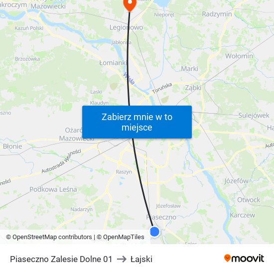 Piaseczno Zalesie Dolne 01 to Łajski map