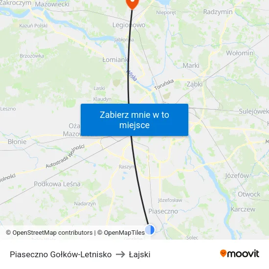 Piaseczno Gołków - Letnisko to Łajski map