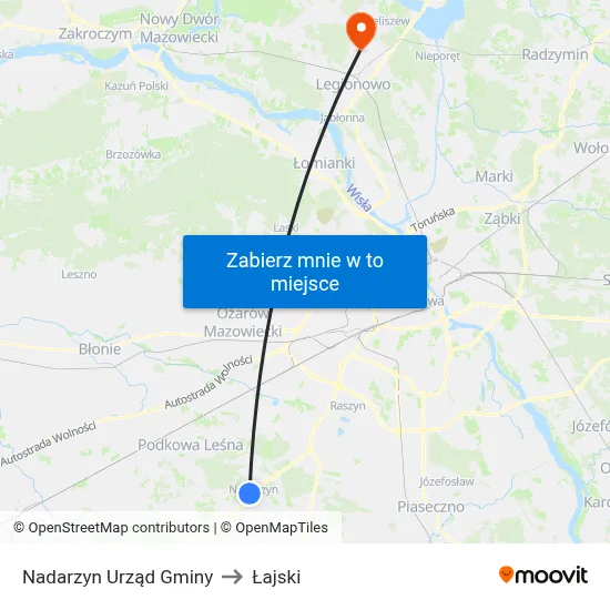 Nadarzyn Urząd Gminy to Łajski map