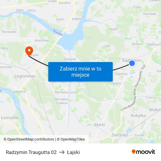 Radzymin Traugutta 02 to Łajski map