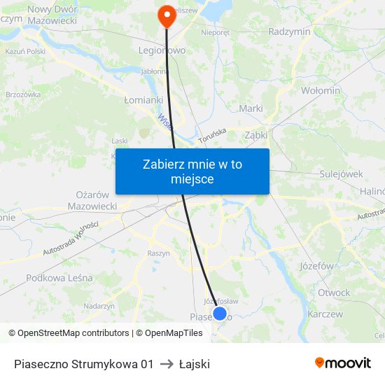 Piaseczno Strumykowa 01 to Łajski map