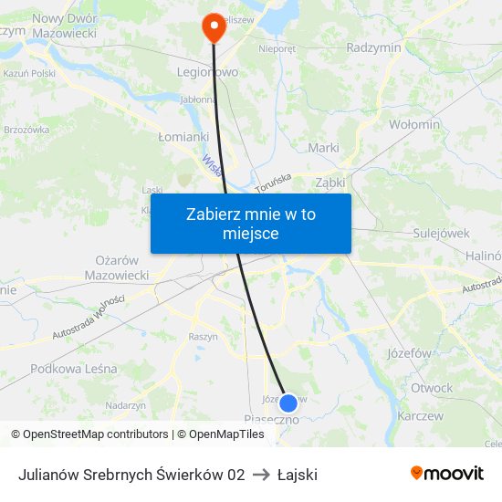 Julianów Srebrnych Świerków 02 to Łajski map