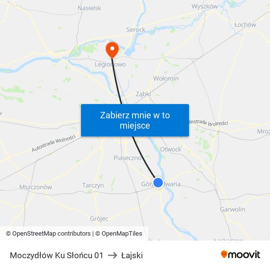 Moczydłów Ku Słońcu 01 to Łajski map