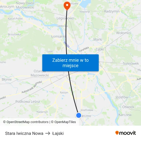 Stara Iwiczna Nowa to Łajski map