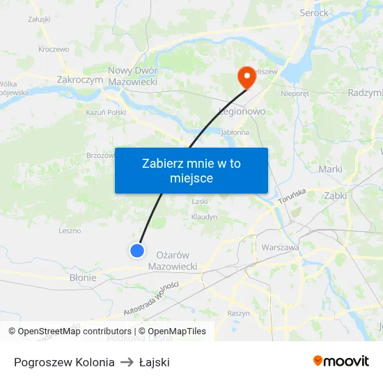 Pogroszew Kolonia to Łajski map
