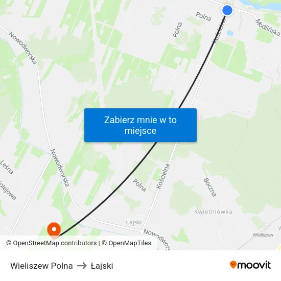 Wieliszew Polna to Łajski map