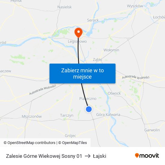 Zalesie Górne Wiekowej Sosny 01 to Łajski map