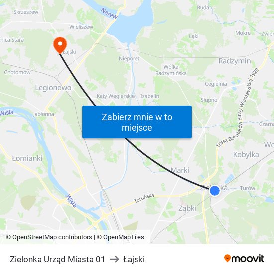 Zielonka Urząd Miasta 01 to Łajski map