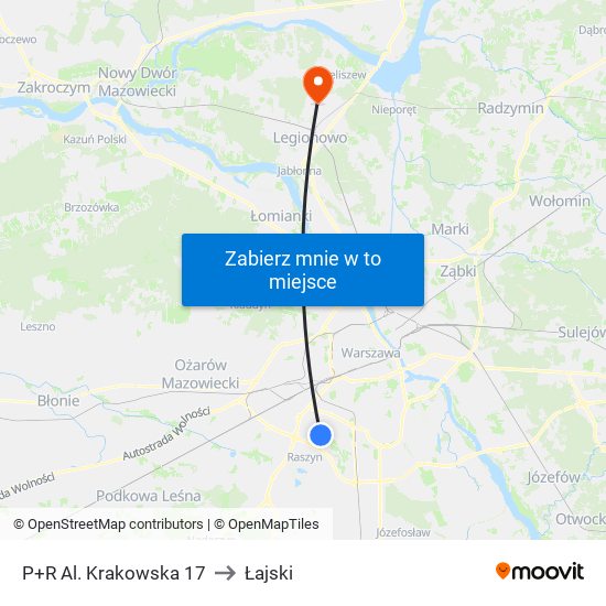 P+R Al. Krakowska 17 to Łajski map