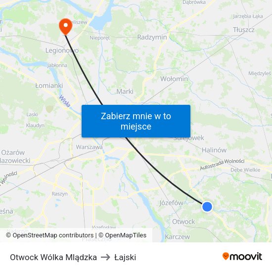 Otwock Wólka Mlądzka to Łajski map